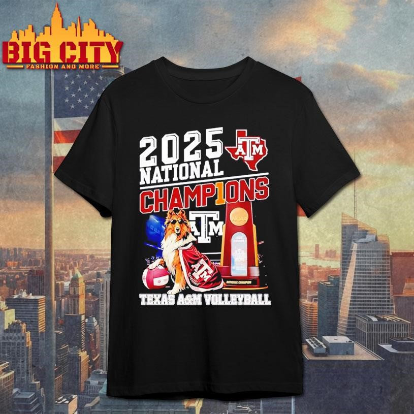 Texas A&amp;M Aggies Volleyball National Champions 2025 mascot Shirt Unisex T-shirt, Sweatshirt, Hoodie, Long Sleeve Tee - T-Shirt, Sweatshirt, Hoodie