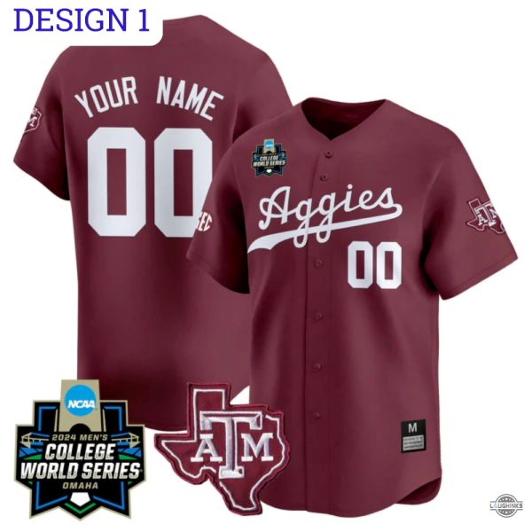 Texas Am Aggies Baseball Jersey Shirt 2024 College World Series Vapor Premier Limited Custom All Over Printed Jersey baseball jersey product view 1
