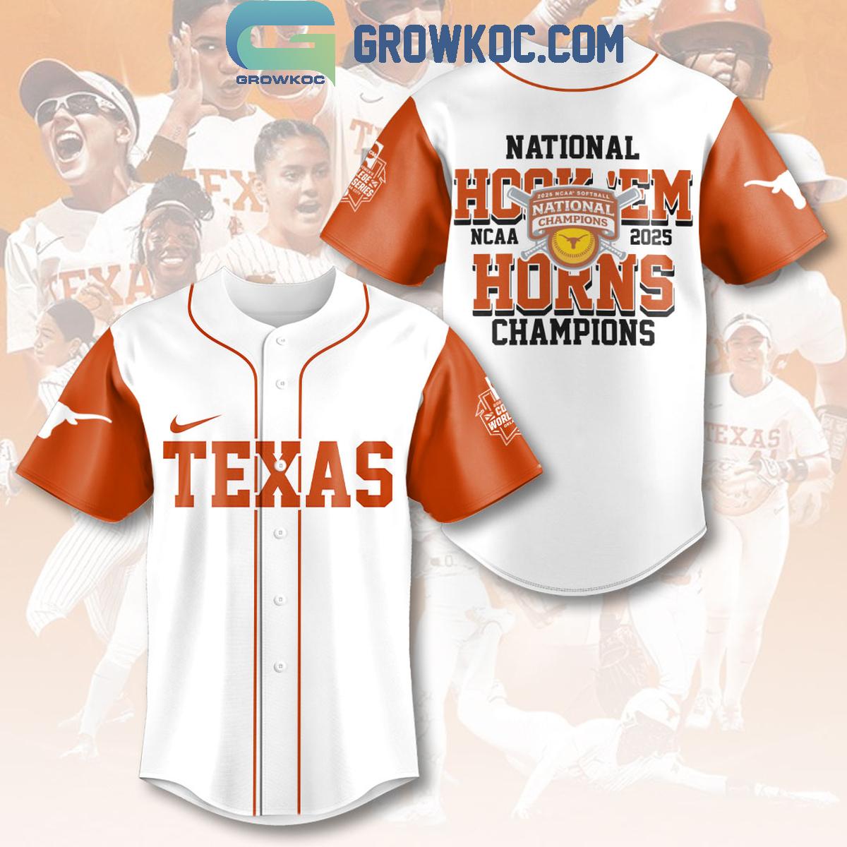 Texas Longhorns 2025 NCAA Softball Women’s College World Champions Baseball Jersey baseball jersey product view 1