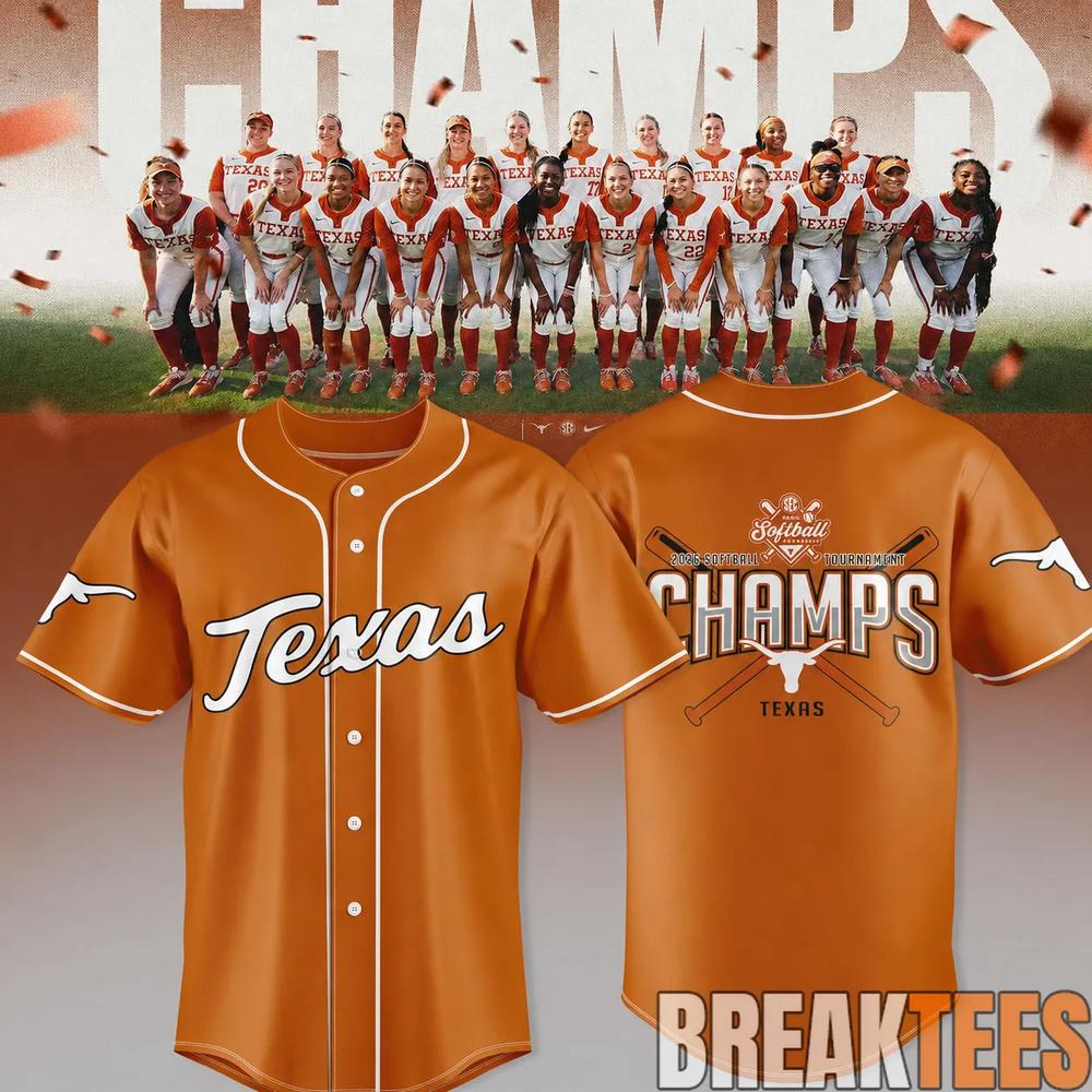 Texas Longhorns 2026 SEC Softball Tournament Champions Baseball Jersey Unisex T-shirt, Sweatshirt, Hoodie, Long Sleeve Tee - T-Shirt, Sweatshirt, Hoodie