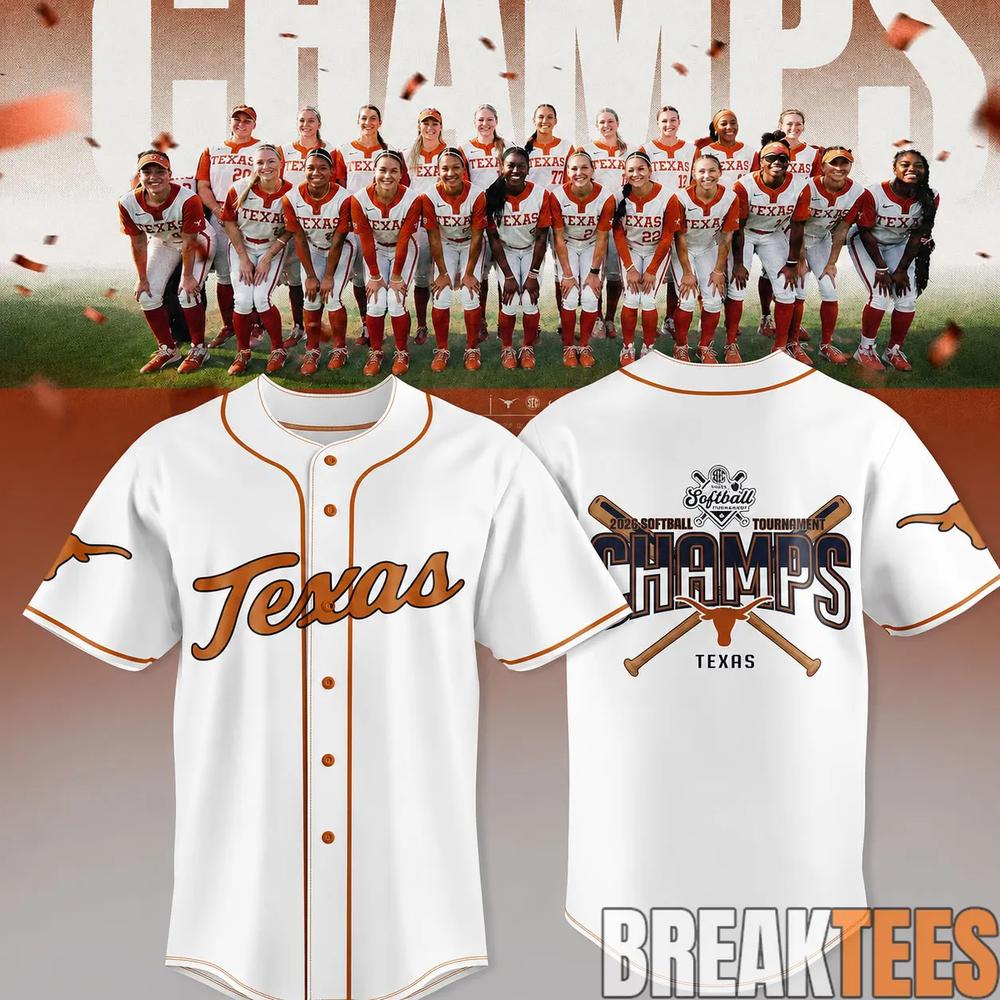 Texas Longhorns 2026 SEC Softball Tournament Champions White Baseball Jersey Unisex T-shirt, Sweatshirt, Hoodie, Long Sleeve Tee - T-Shirt, Sweatshirt, Hoodie