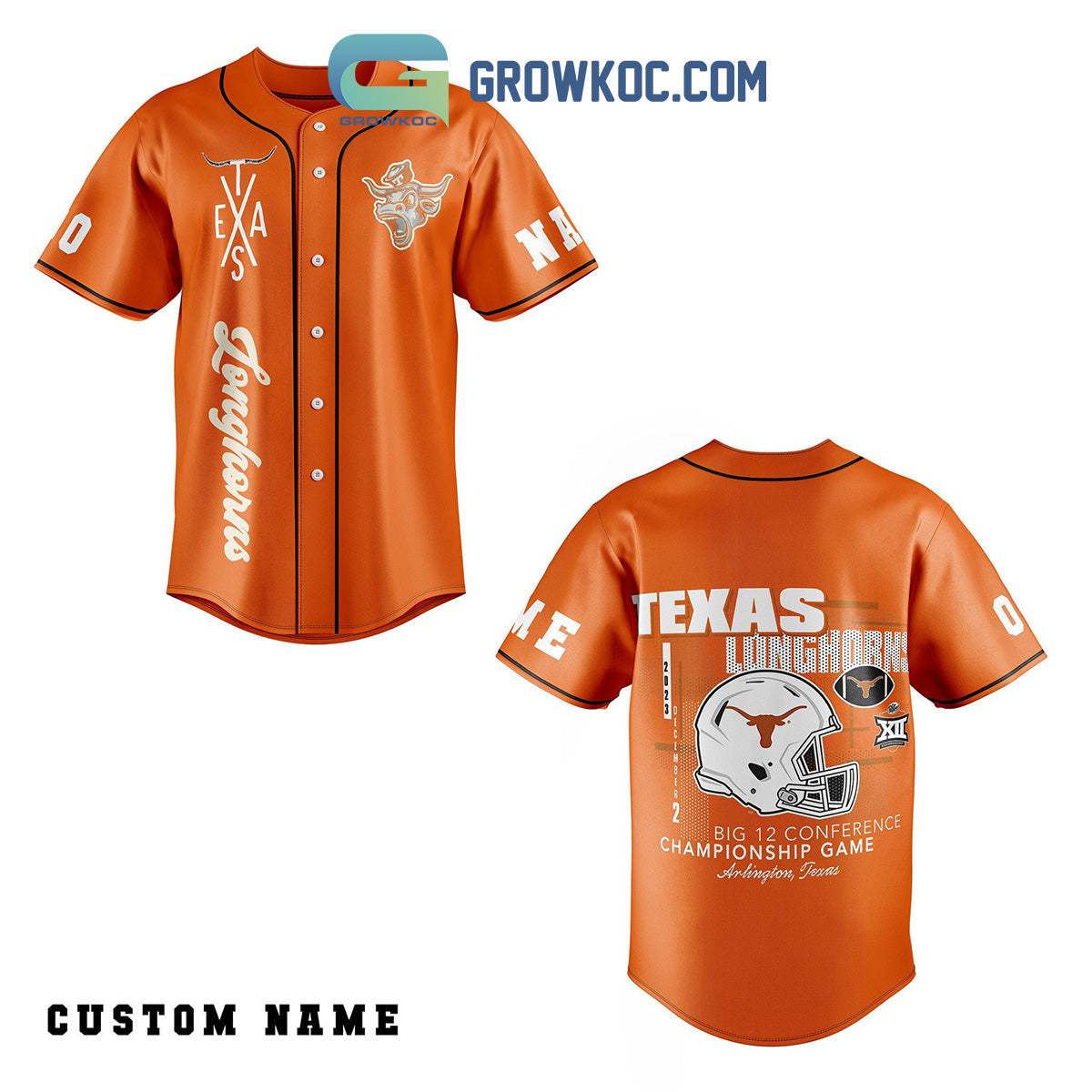 Texas Longhorns Big 12 Conference Championship Game Personalized Baseball Jersey baseball jersey product view 1
