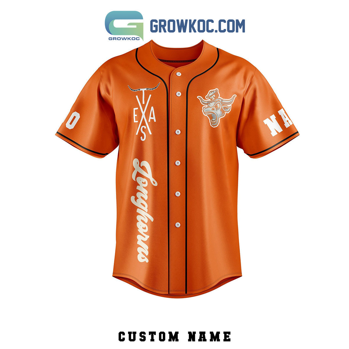 Texas Longhorns Big 12 Conference Championship Game Personalized Baseball Jersey baseball jersey product view 2