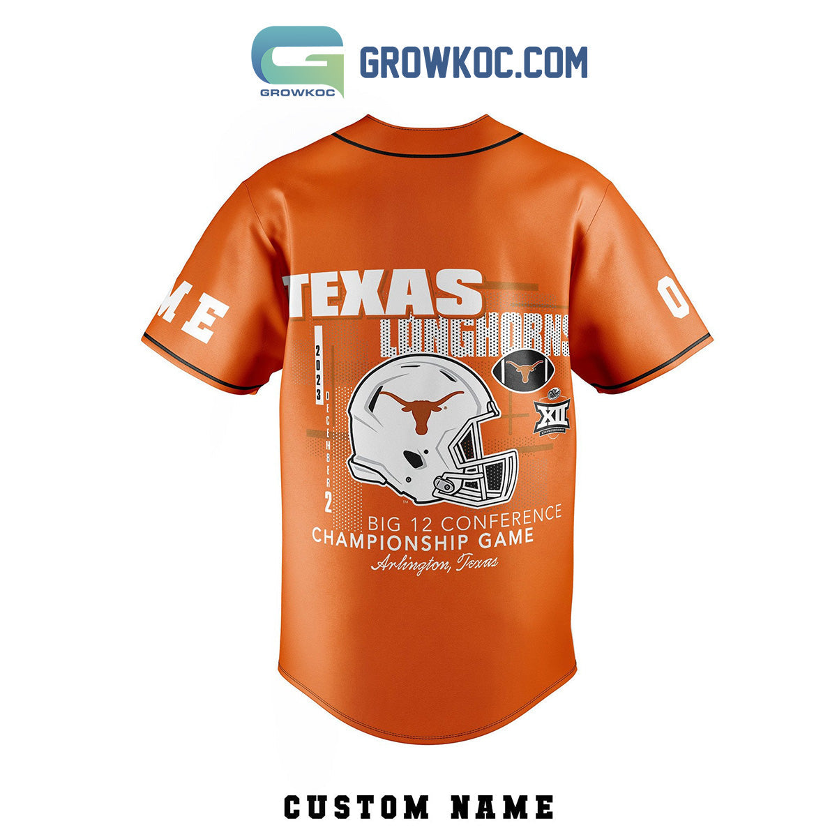 Texas Longhorns Big 12 Conference Championship Game Personalized Baseball Jersey baseball jersey product view 3