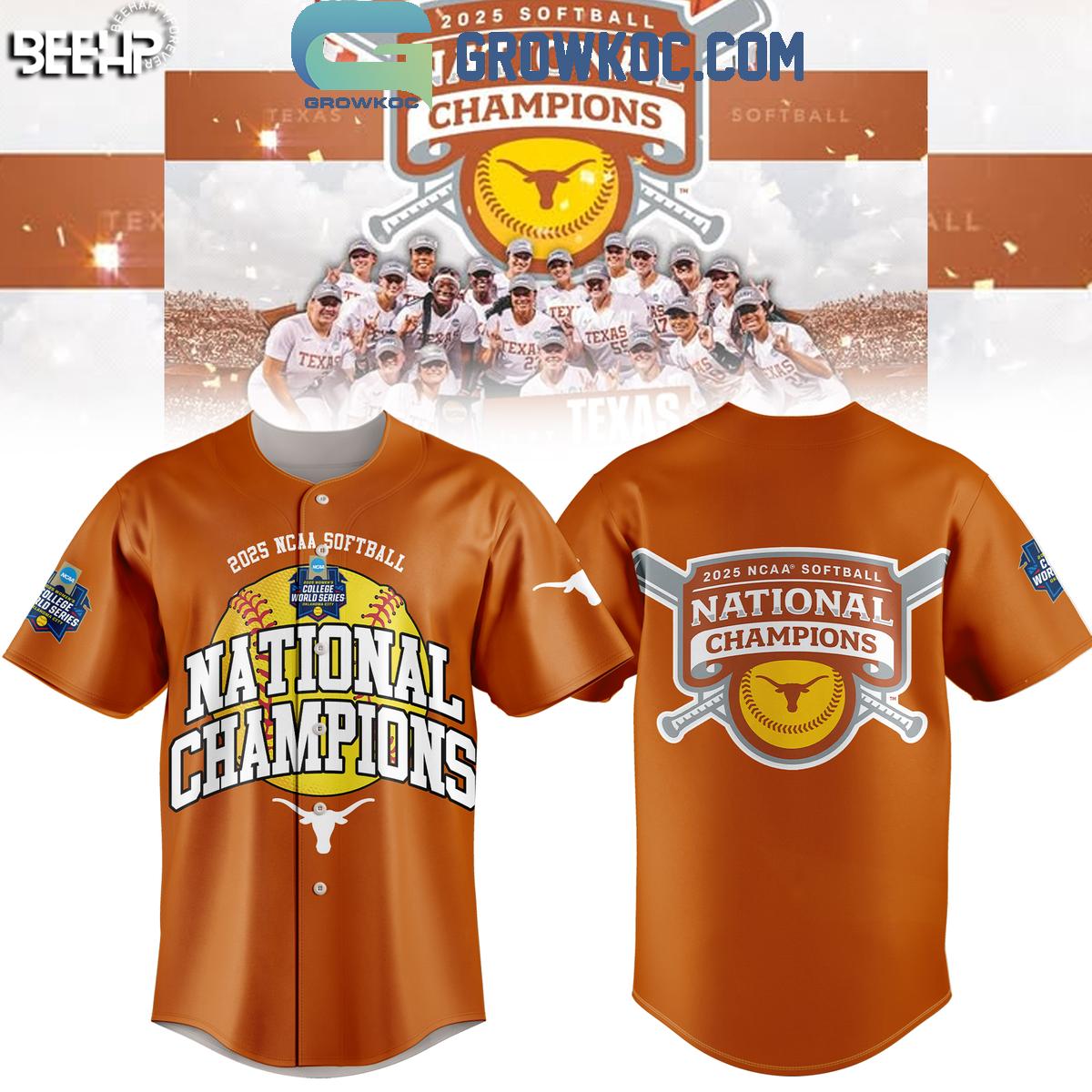 Texas Longhorns Softball Women’s College World Champions 2025 Baseball Jersey baseball jersey product view 1