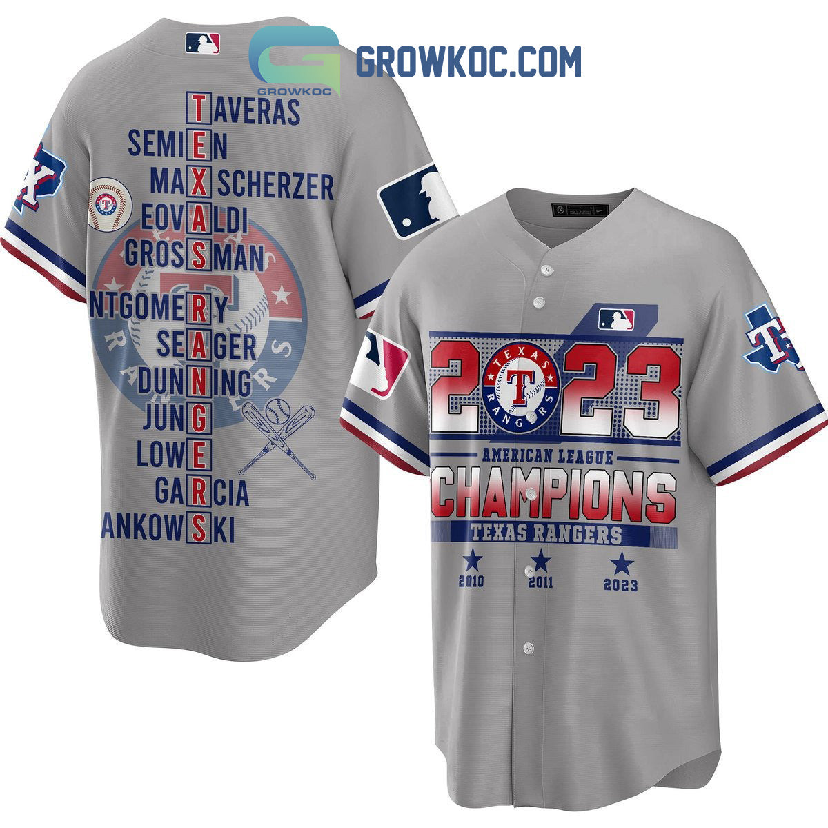 Texas Rangers AL Champions 2023 Baseball Jersey baseball jersey product view 3