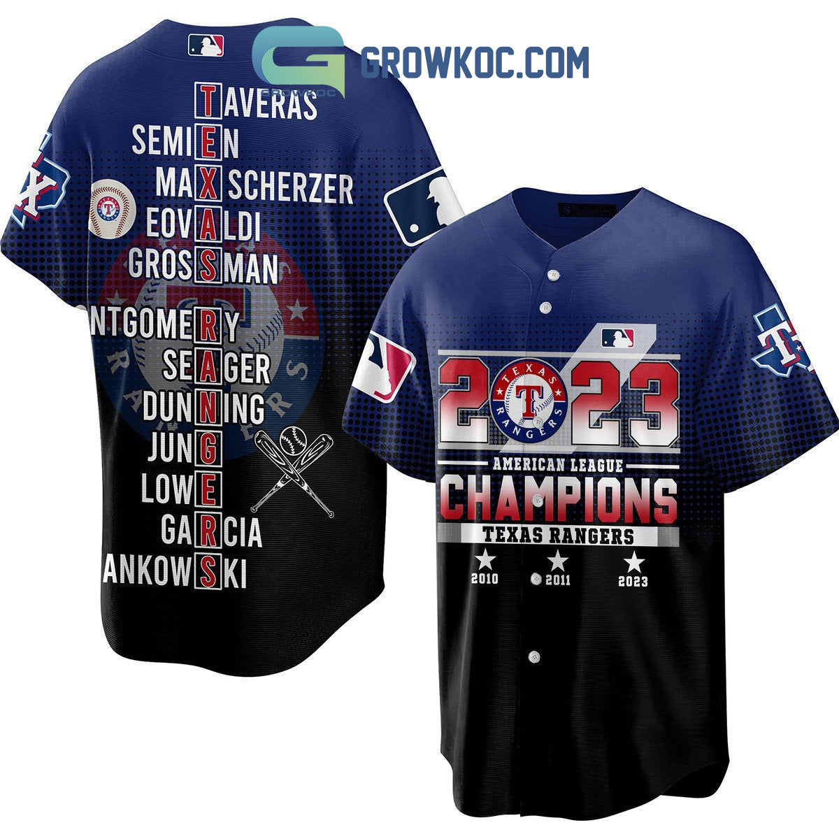 Texas Rangers AL Champions 2023 Baseball Jersey baseball jersey product view 2