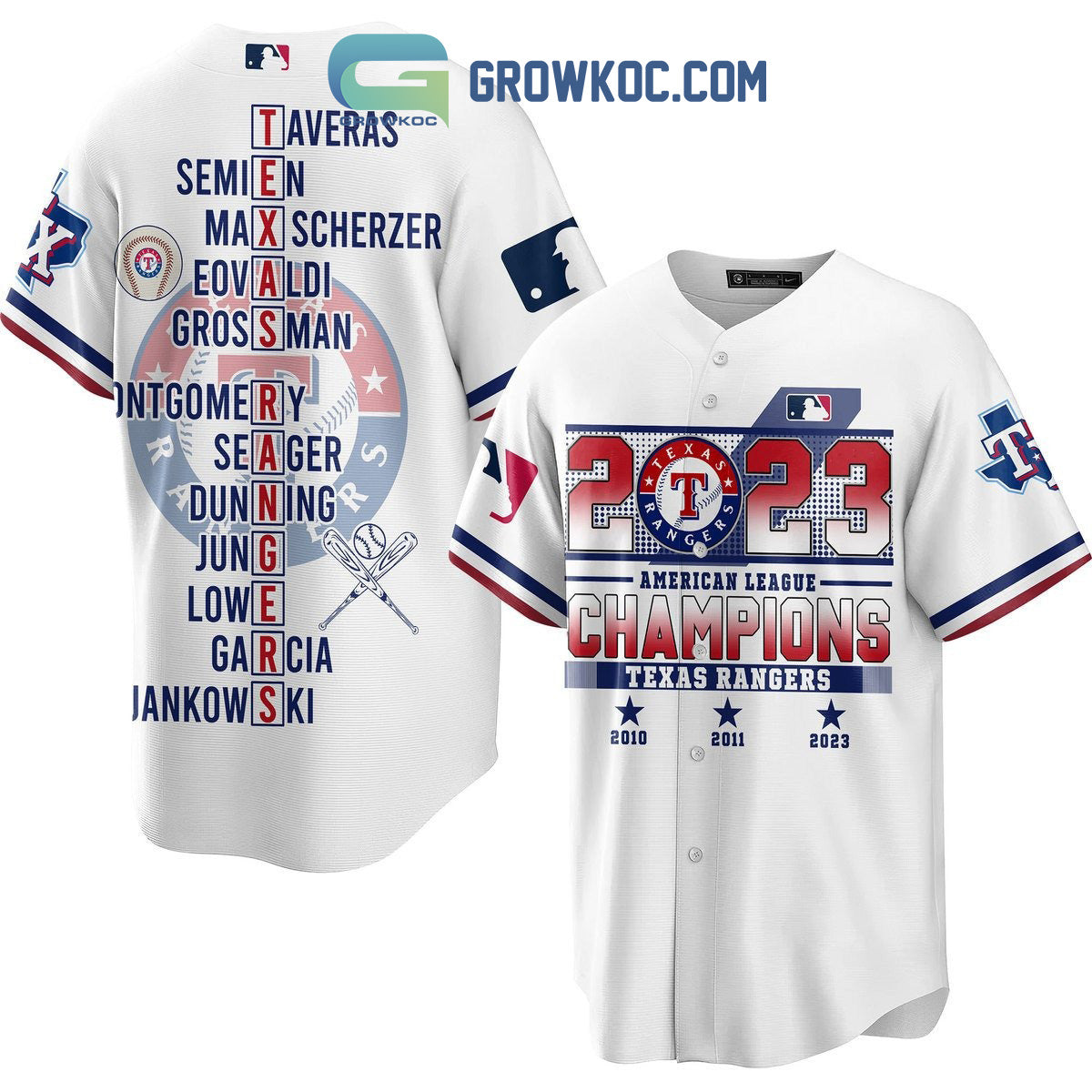 Texas Rangers AL Champions 2023 Baseball Jersey baseball jersey product view 4