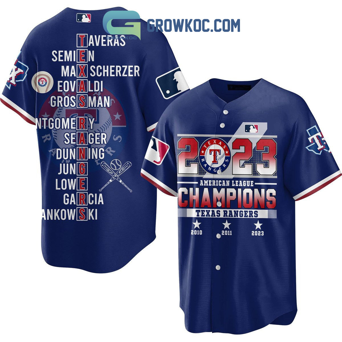 Texas Rangers AL Champions 2023 Baseball Jersey baseball jersey product view 1