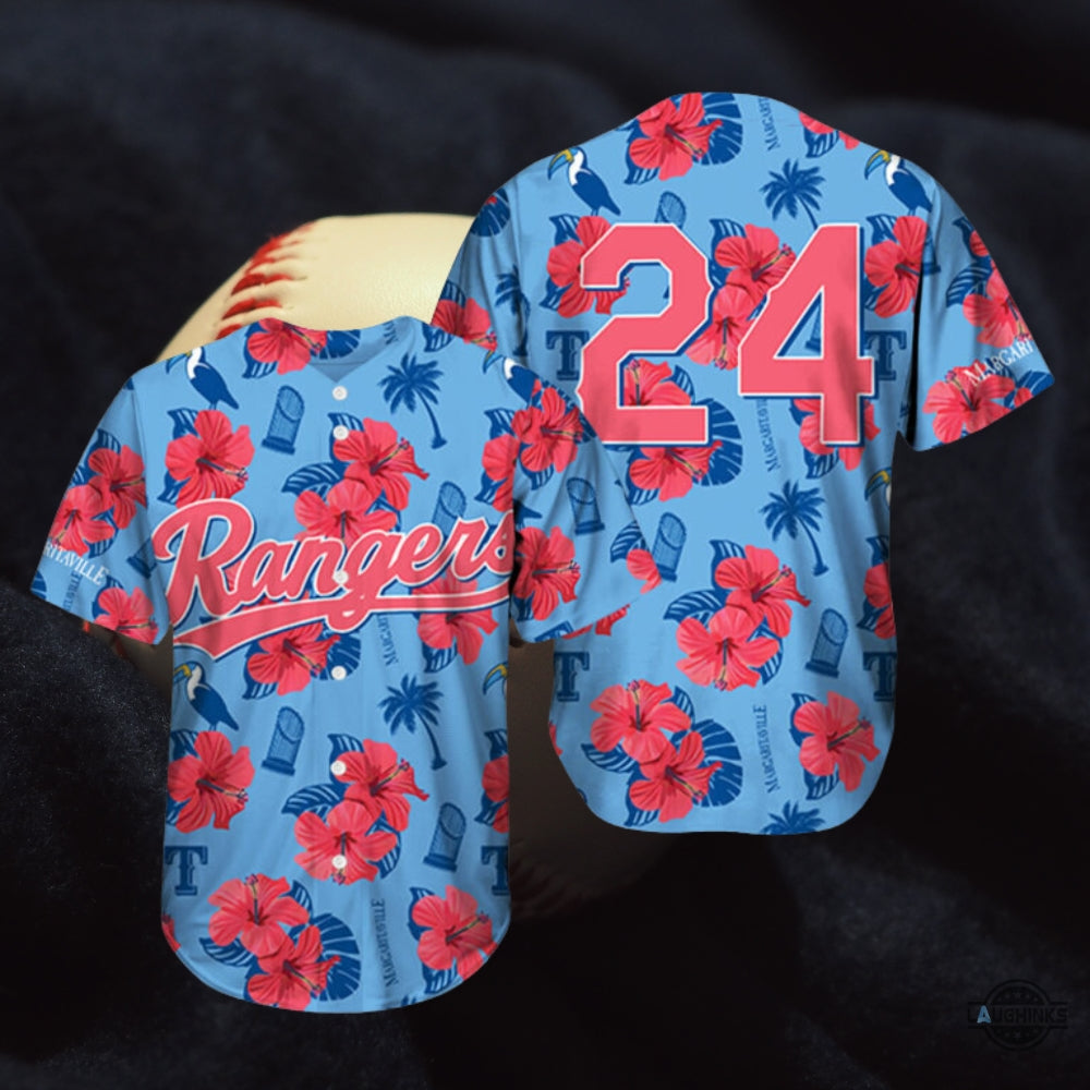 Texas Rangers Hawaiian Shirt Giveaway Margaritaville Night Jersey 2024 Aloha Button Up Shirts baseball jersey product view 1