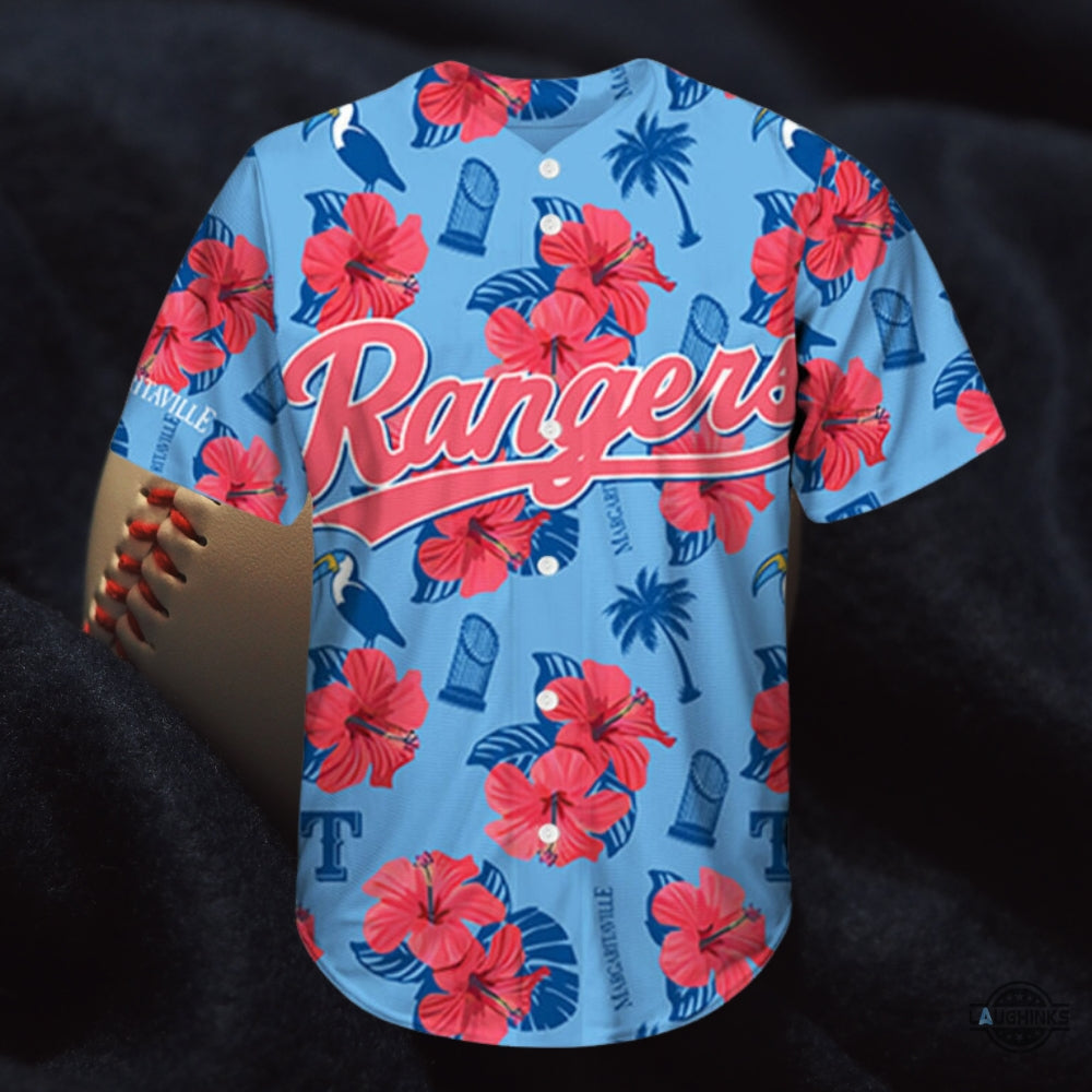 Texas Rangers Hawaiian Shirt Giveaway Margaritaville Night Jersey 2024 Aloha Button Up Shirts baseball jersey product view 2