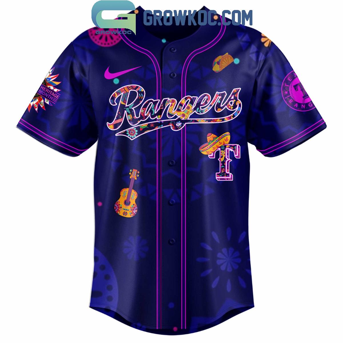 Texas Rangers Hispanic Heritage Celebrations 2025 Baseball Jersey baseball jersey product view 2