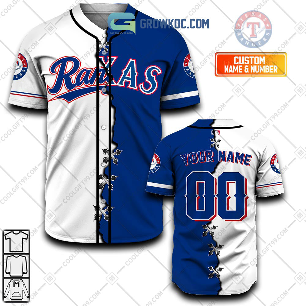 Texas Rangers MLB Personalized Mix Baseball Jersey baseball jersey product view 1