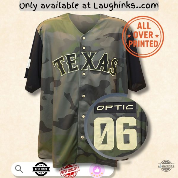 Texas Rangers Optic Gaming Camo Baseball Jersey Shirt Giveaway 5 September 2025 baseball jersey product view 1