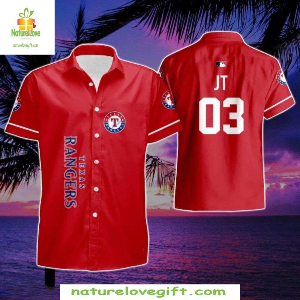 Texas Rangers Hawaiian Shirt Personalized Red Jersey Style Baseball Apparel baseball jersey product view 1