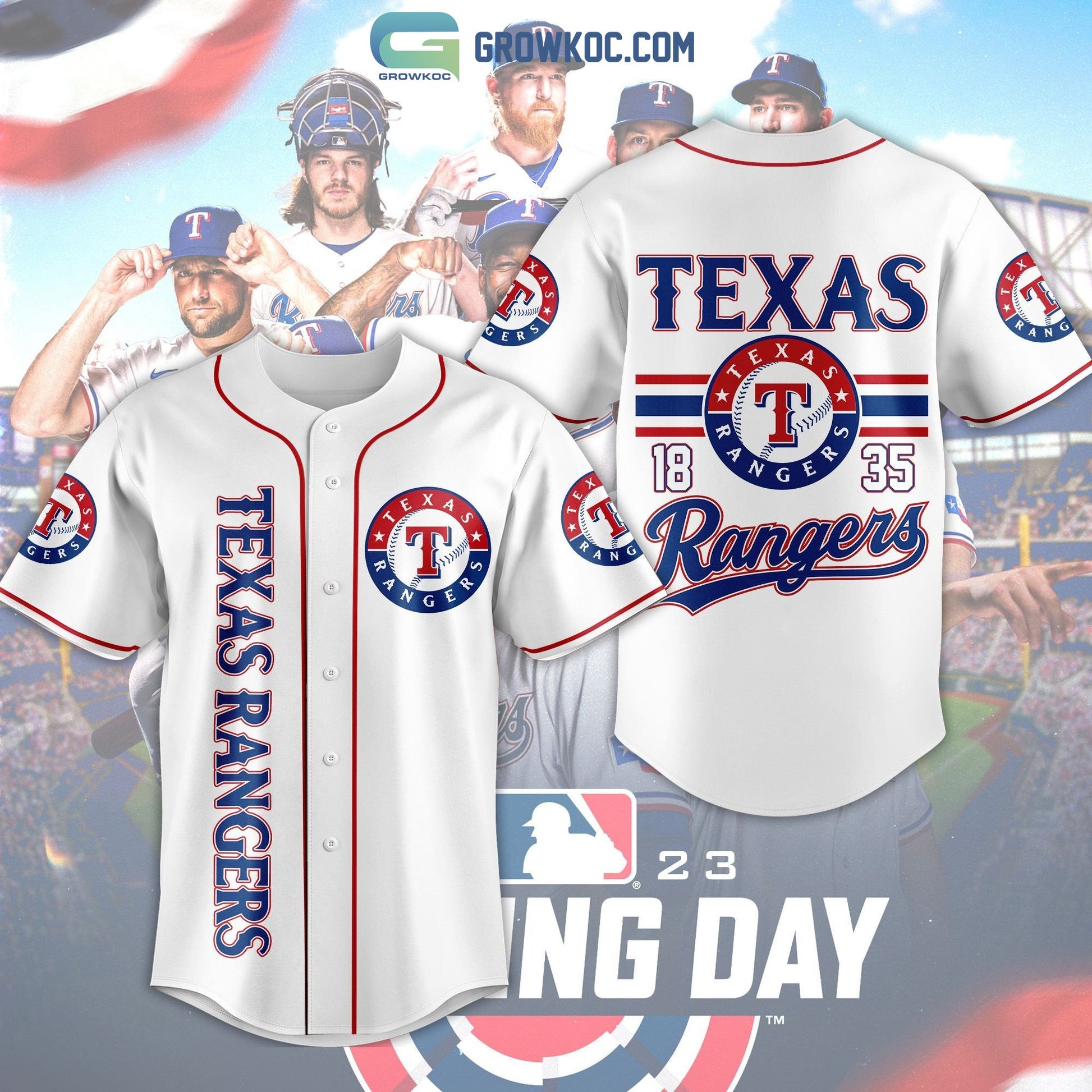 Texas Rangers Since 1835 Baseball Jersey baseball jersey product view 1