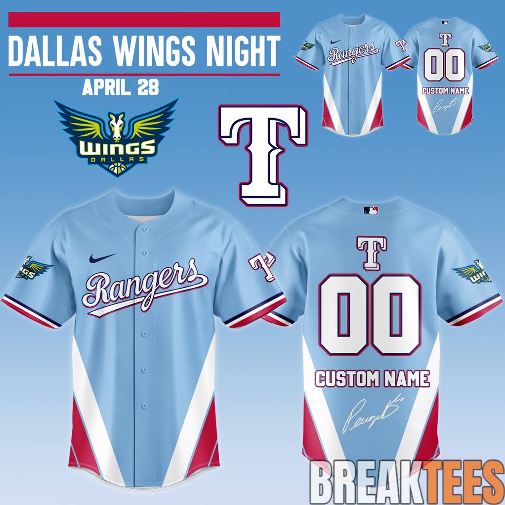 Texas Rangers x Dallas Wings Night Custom Baseball Jersey Unisex T-shirt, Sweatshirt, Hoodie, Long Sleeve Tee - T-Shirt, Sweatshirt, Hoodie
