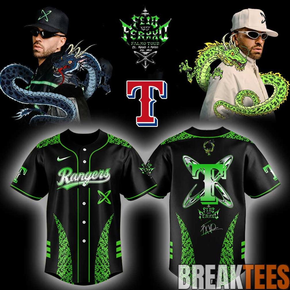 Texas Rangers x Feid vs Ferxx ‘The one-on-one of the year’ FALXO TOUR Jersey baseball jersey product view 1