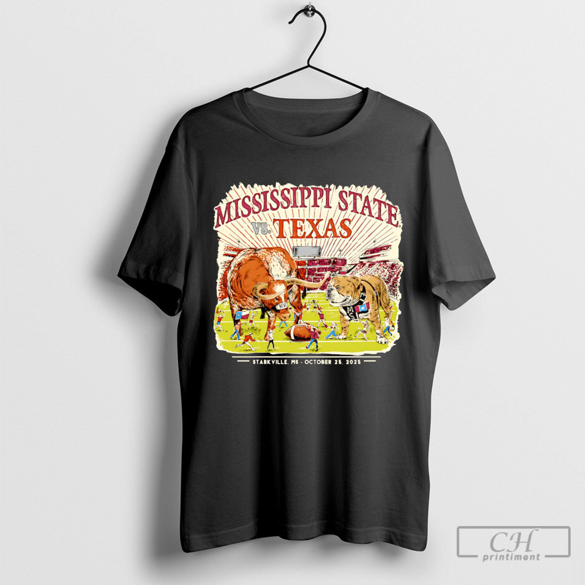 Texas Vs Mississippi State Game Day 2025 Shirt Unisex T-shirt, Sweatshirt, Hoodie, Long Sleeve Tee - T-Shirt, Sweatshirt, Hoodie