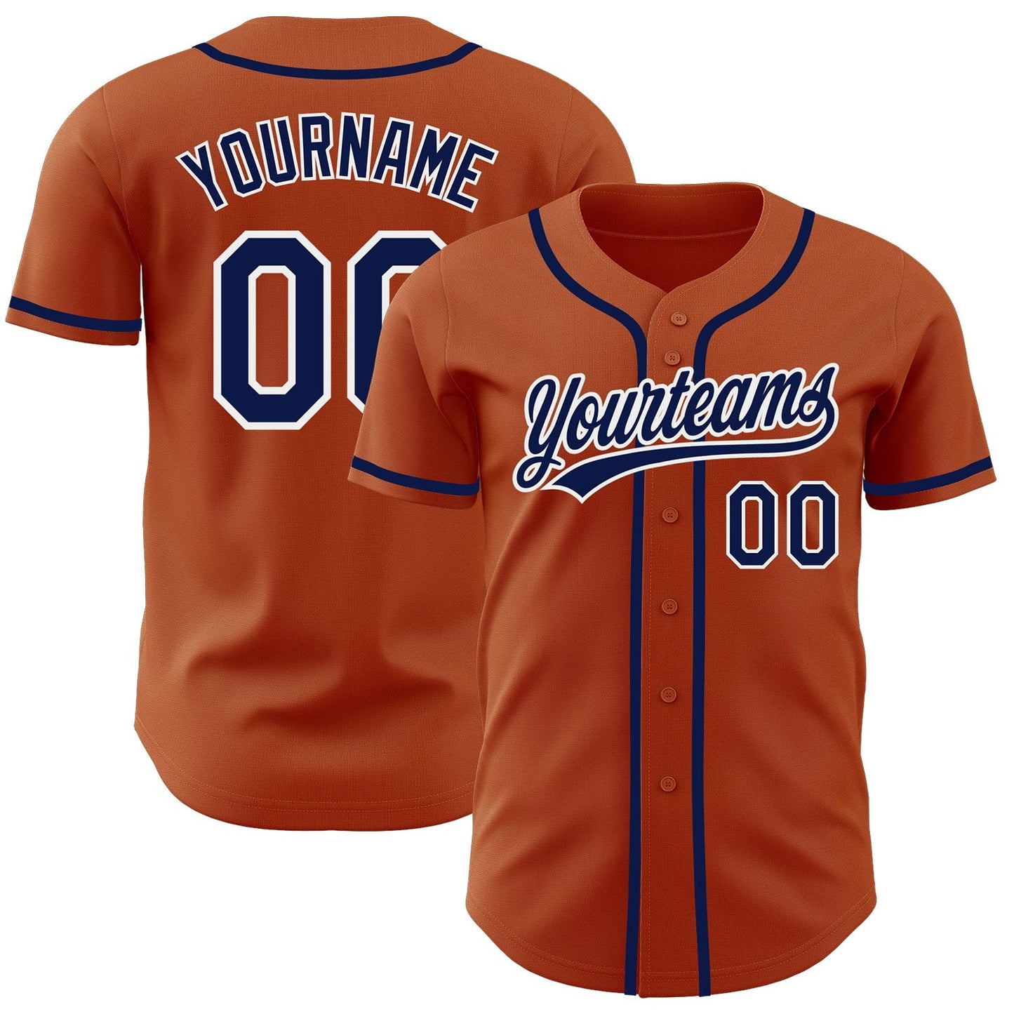 Custom Texas Orange Navy-White Authentic Baseball Jersey baseball jersey product view 1
