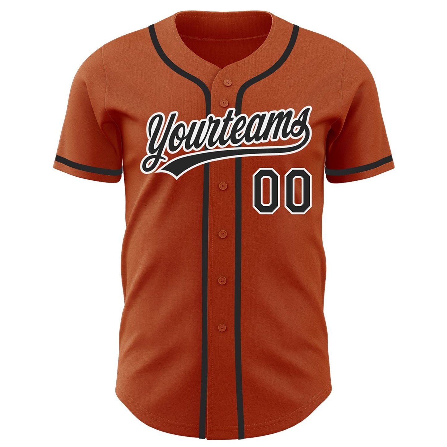 Custom Texas Orange Black-White Authentic Baseball Jersey baseball jersey product view 2