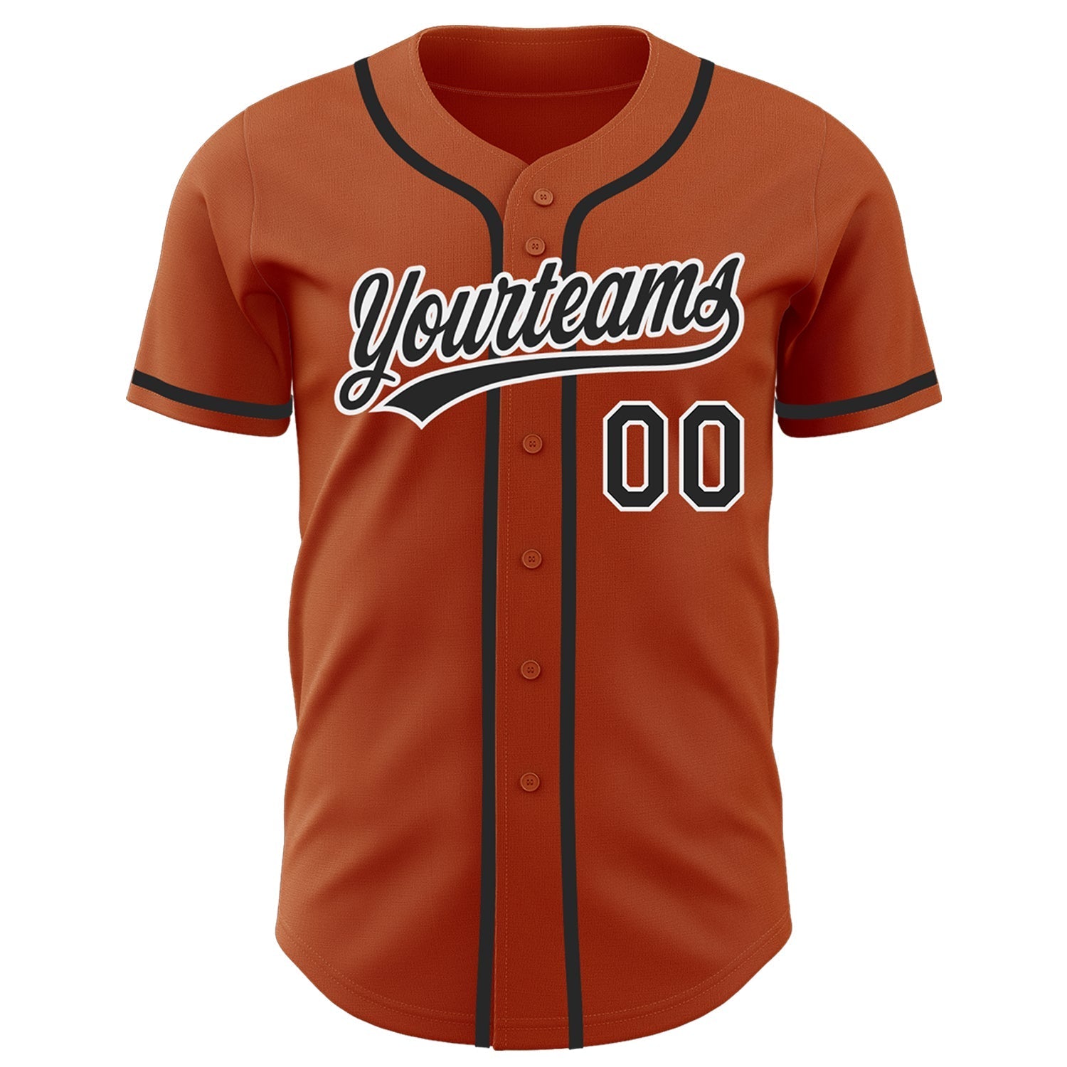 Custom Texas Orange Black-White Authentic Baseball Jersey baseball jersey product view 2