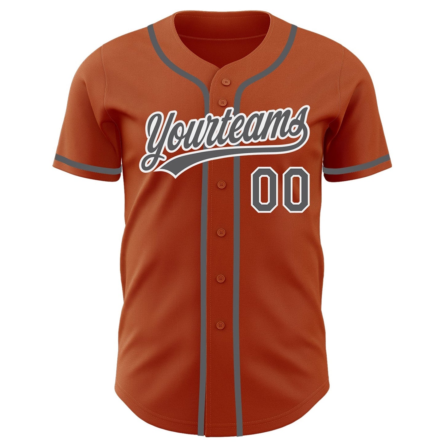 Custom Texas Orange Steel Gray-White Authentic Baseball Jersey baseball jersey product view 2