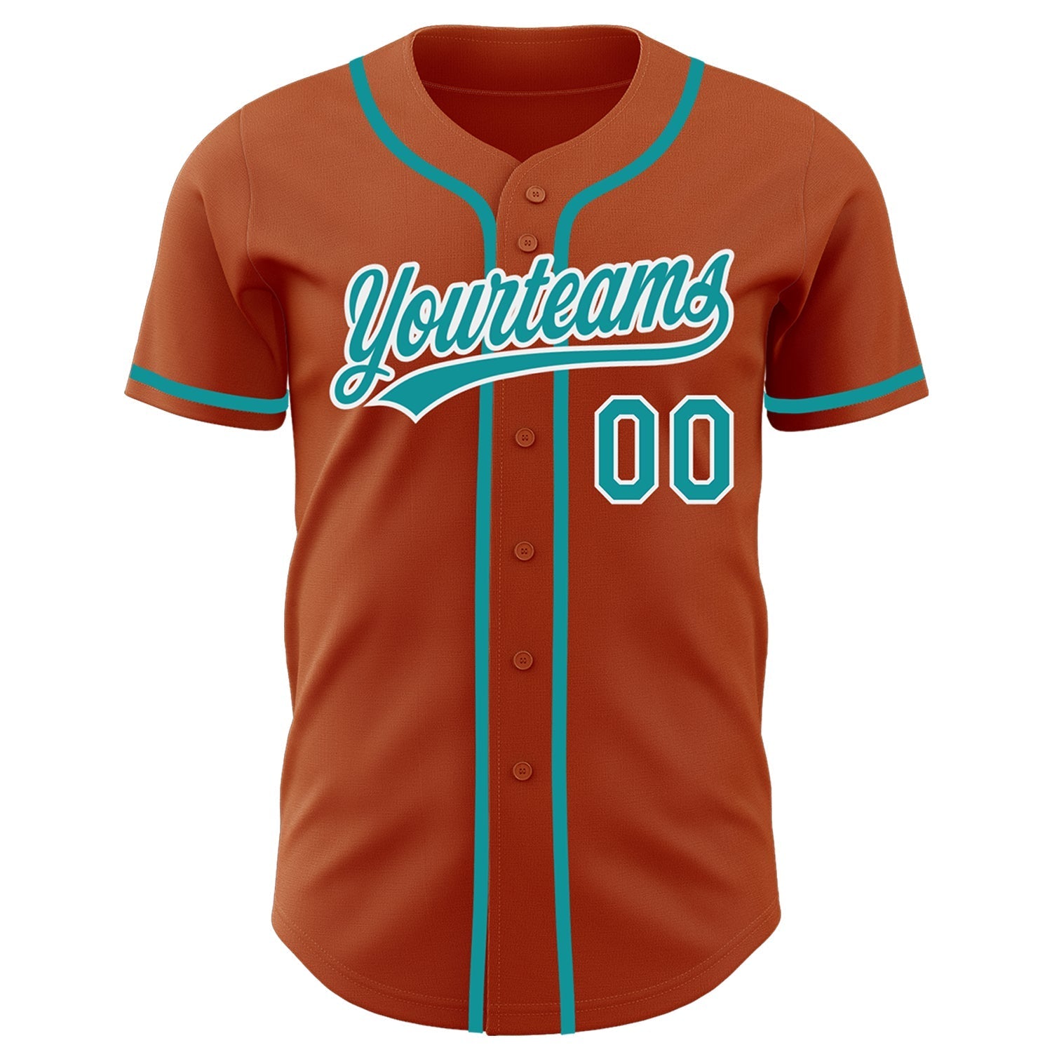 Custom Texas Orange Teal-White Authentic Baseball Jersey baseball jersey product view 2