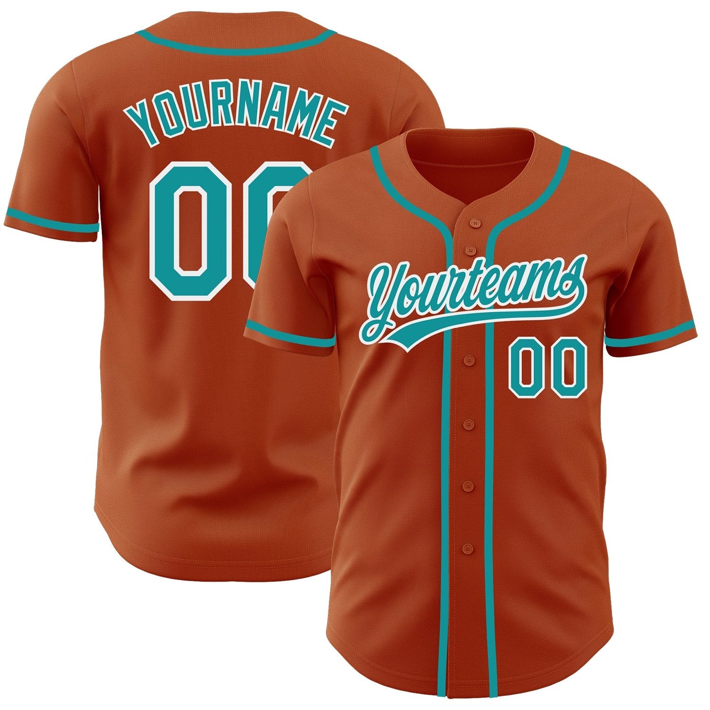 Custom Texas Orange Teal-White Authentic Baseball Jersey baseball jersey product view 1