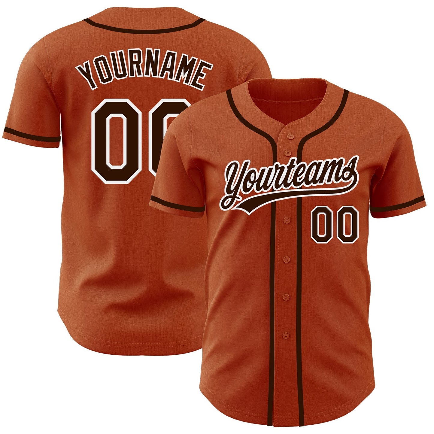 Custom Texas Orange Brown-White Authentic Baseball Jersey baseball jersey product view 1