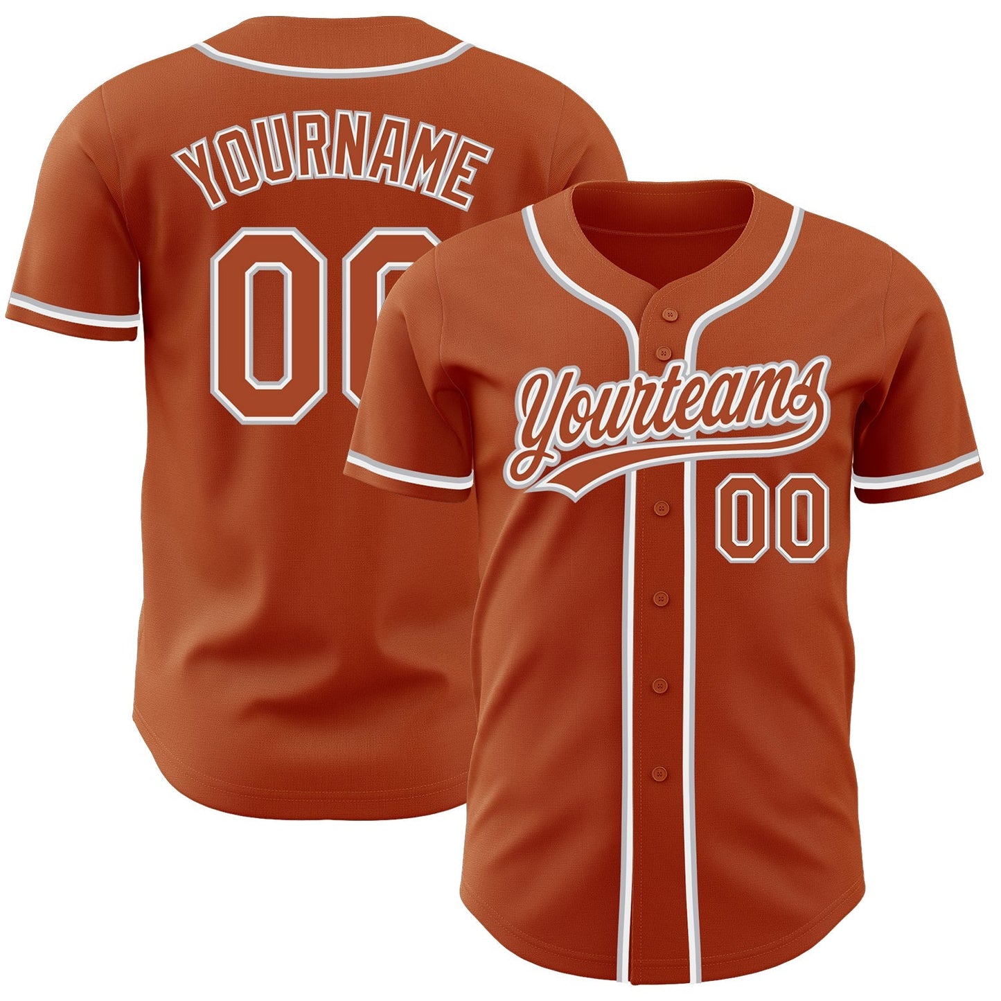 Custom Texas Orange White-Gray Authentic Baseball Jersey baseball jersey product view 1
