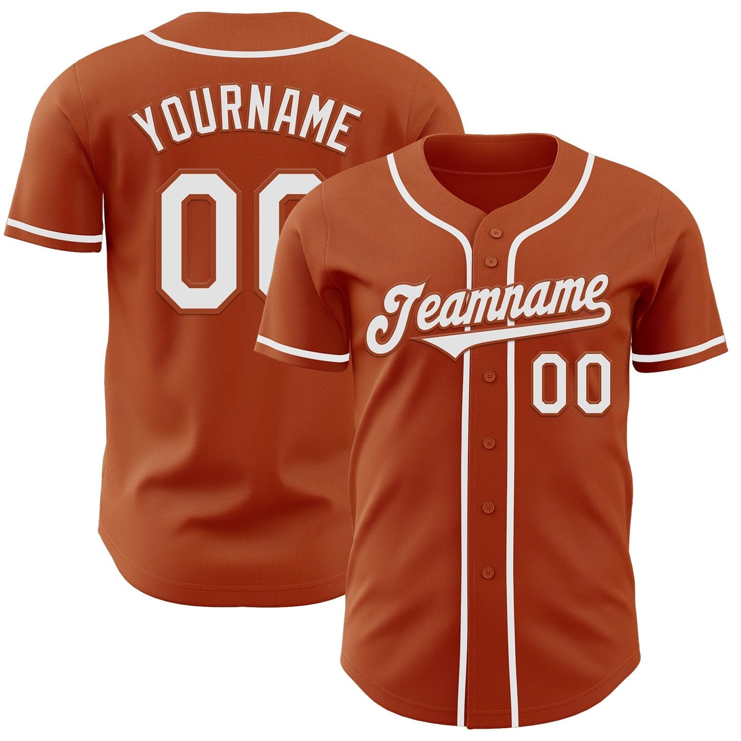 Custom Texas Orange White Authentic Baseball Jersey baseball jersey product view 1