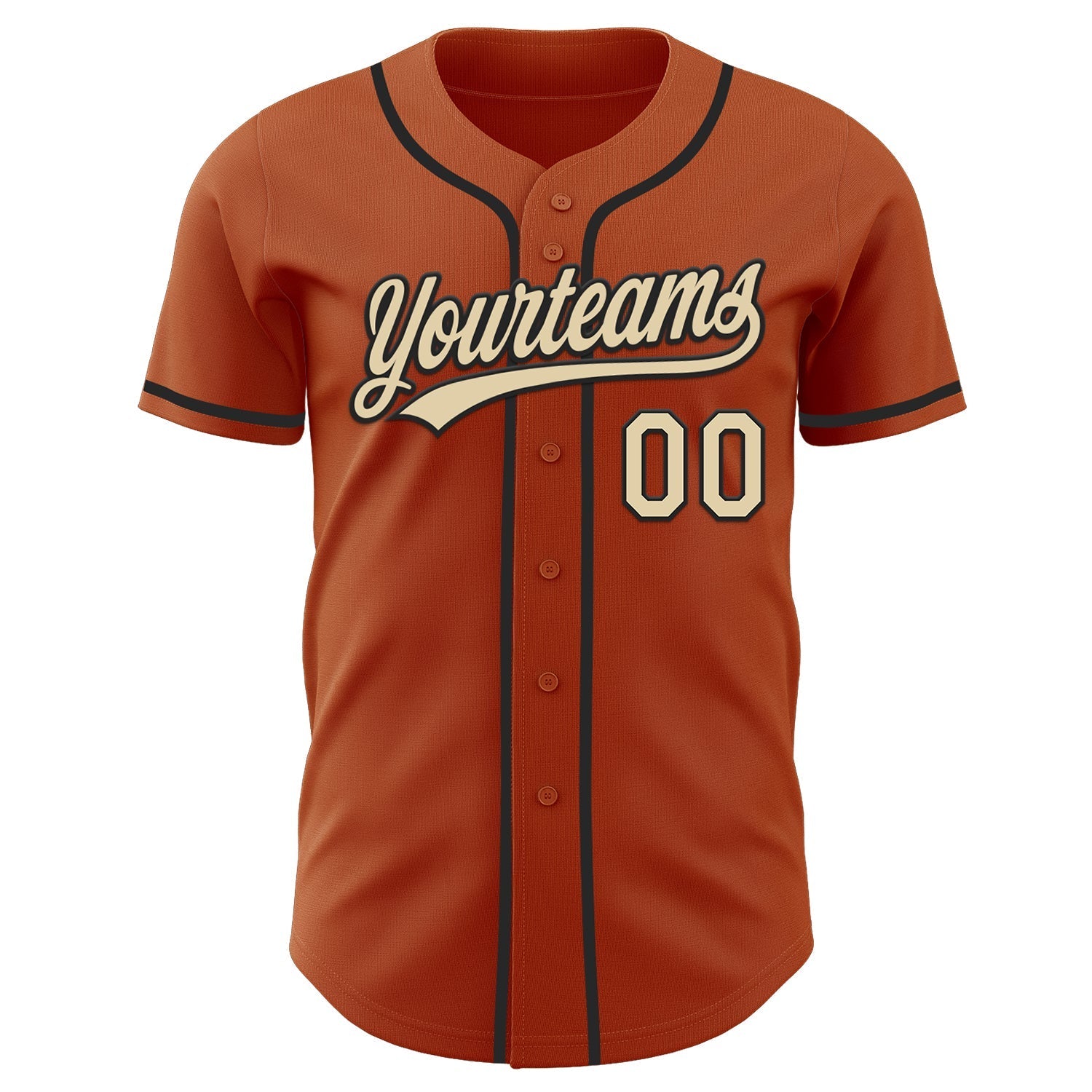 Custom Texas Orange Cream-Black Authentic Baseball Jersey baseball jersey product view 2