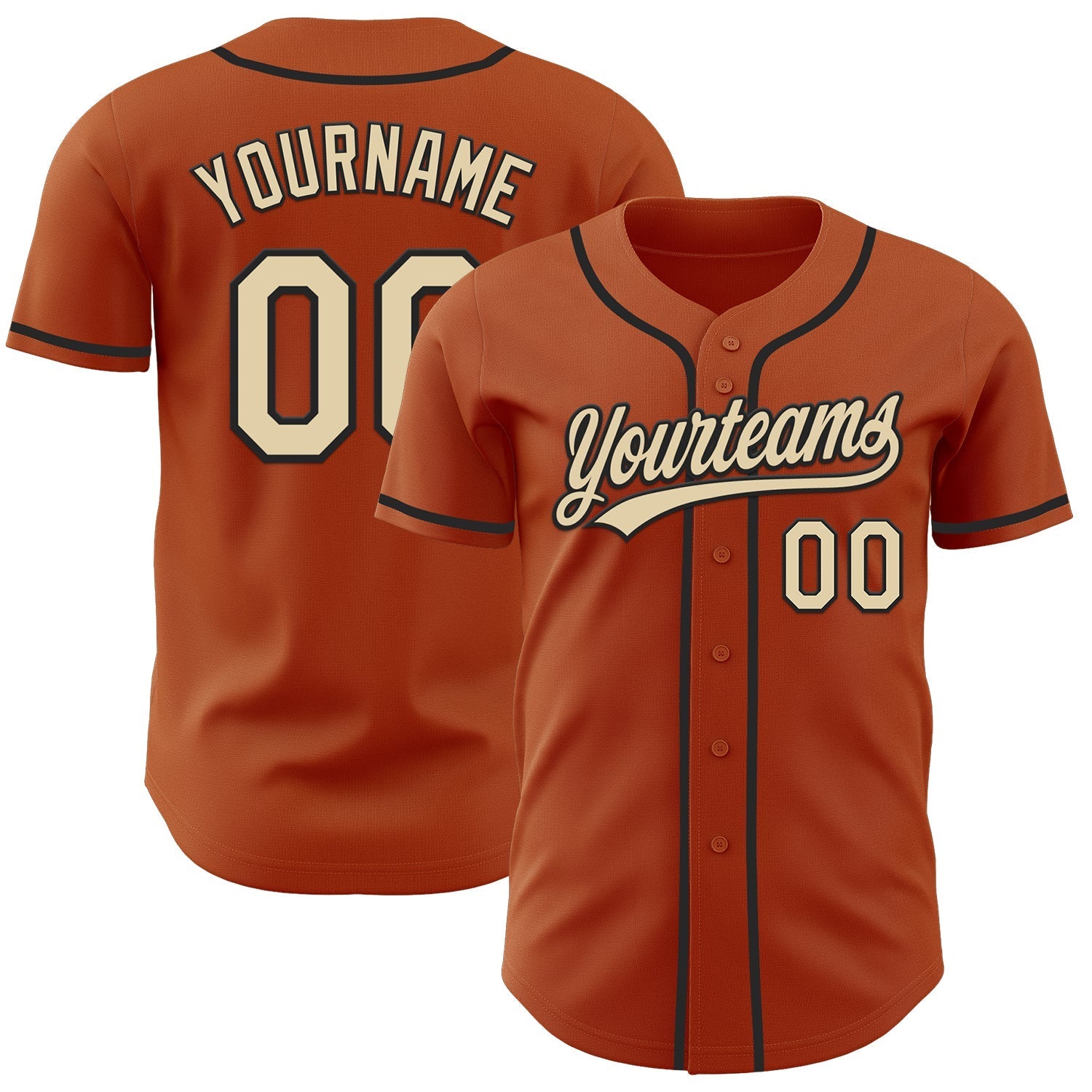 Custom Texas Orange Cream-Black Authentic Baseball Jersey baseball jersey product view 1