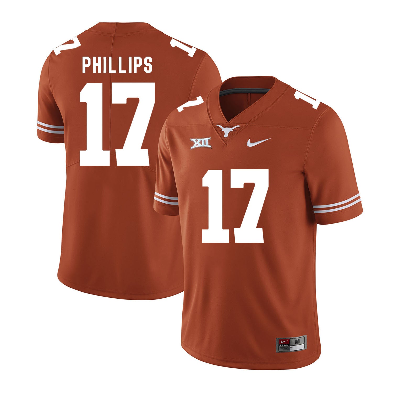 Texas Longhorns Adrian Phillips 17 Orange College Football Jersey football jersey product view 1
