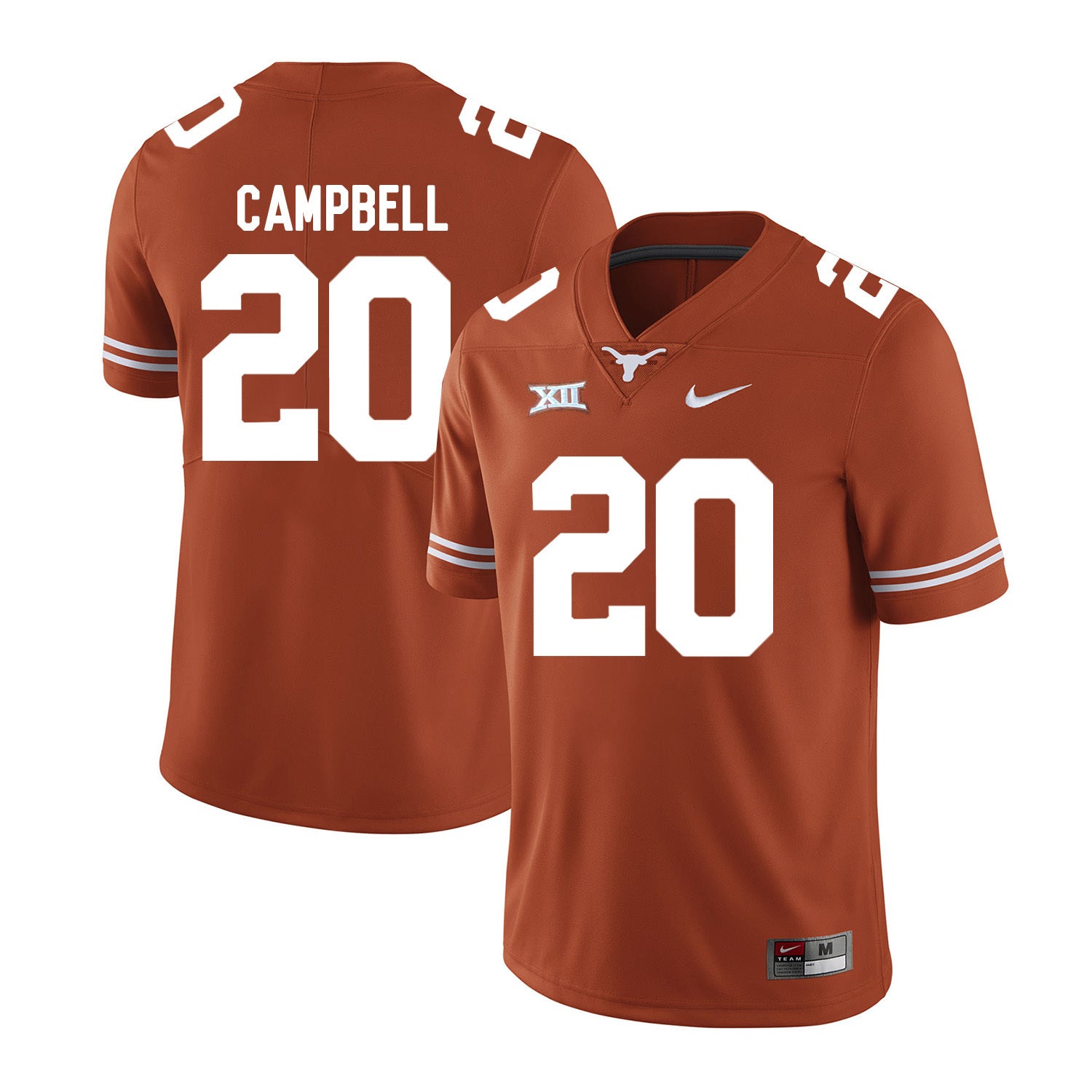 Texas Longhorns CAMPBELL 20 Orange College Football Jersey football jersey product view 1