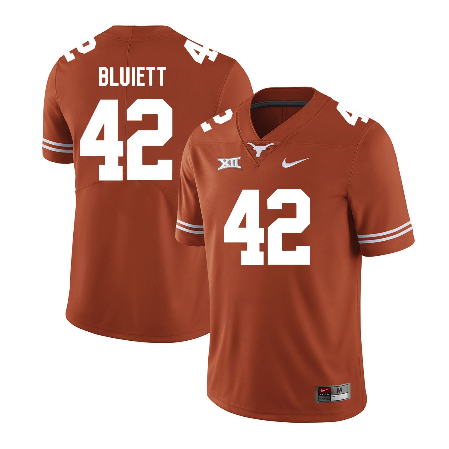 Texas Longhorns Caleb Bluiett 42 Orange College Football Jersey football jersey product view 1
