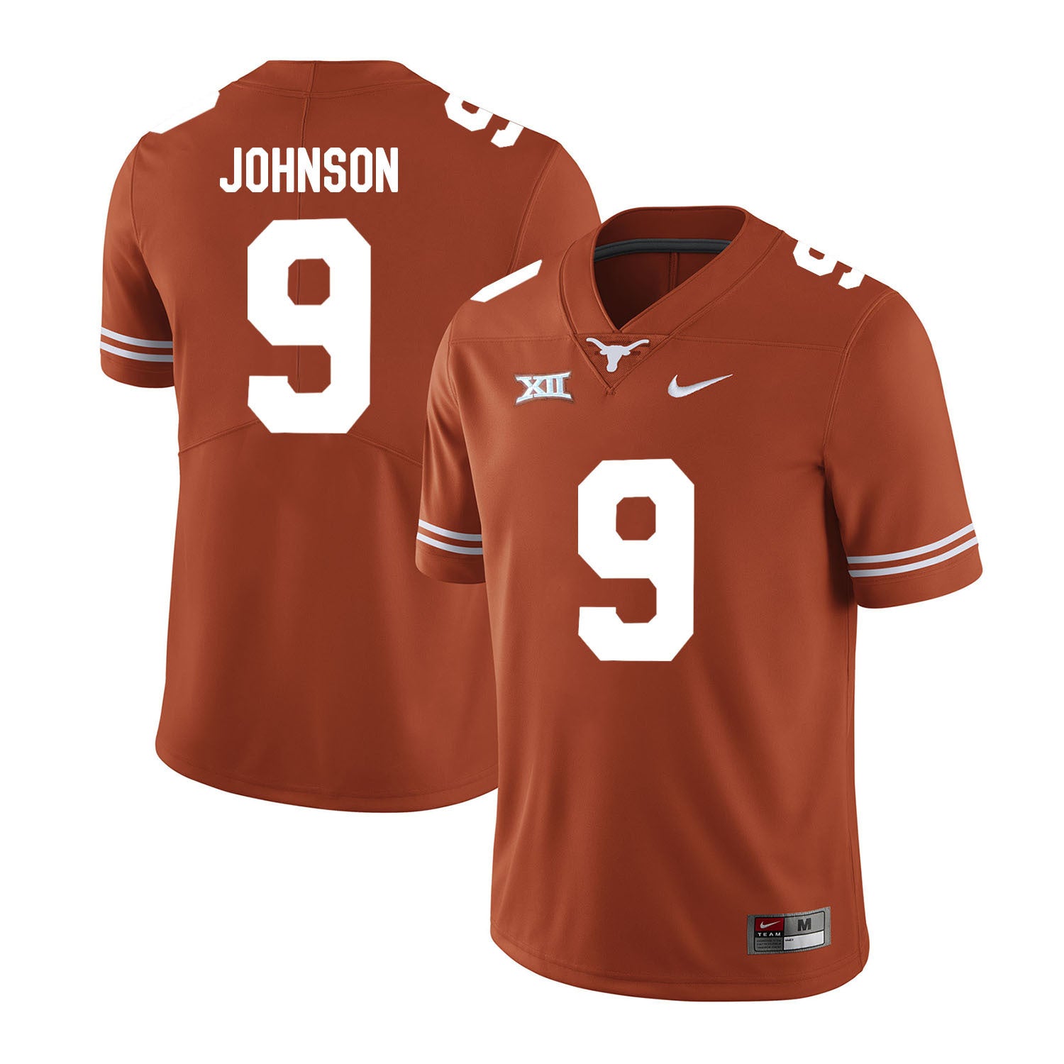 Texas Longhorns Collin Johnson 9 Orange College Football Jersey football jersey product view 1