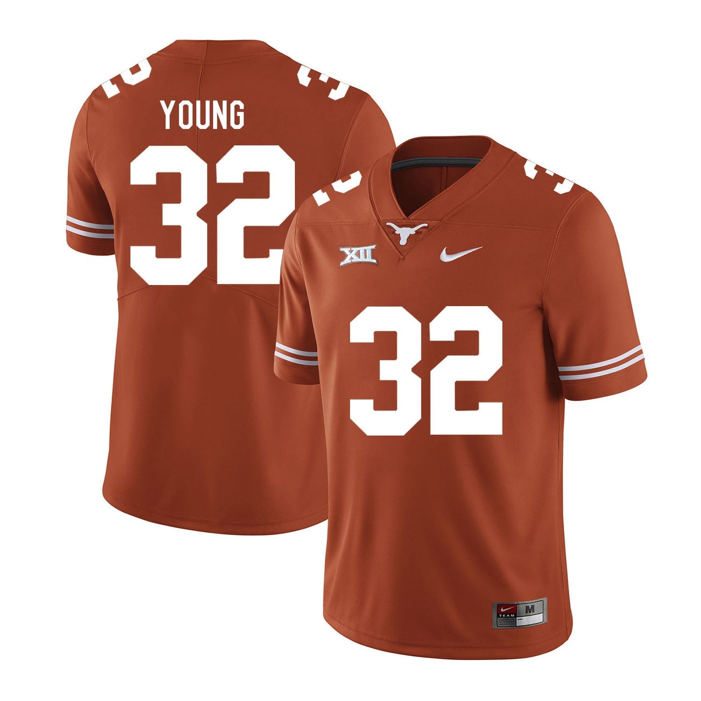 Texas Longhorns Daniel Young 32 Orange College Football Jersey football jersey product view 1