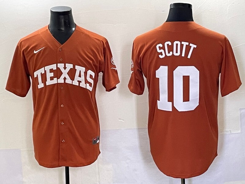 Texas Longhorns #10 Mia Scott ncaa Collaboration Style 11 College Football Jersey football jersey product view 1