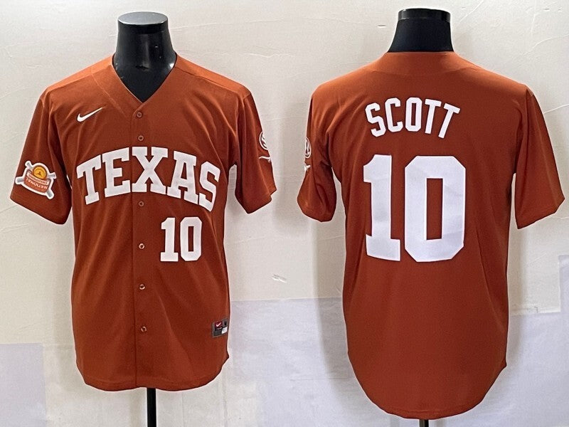 Texas Longhorns #10 Mia Scott ncaa Collaboration Style 9 College Football Jersey football jersey product view 1