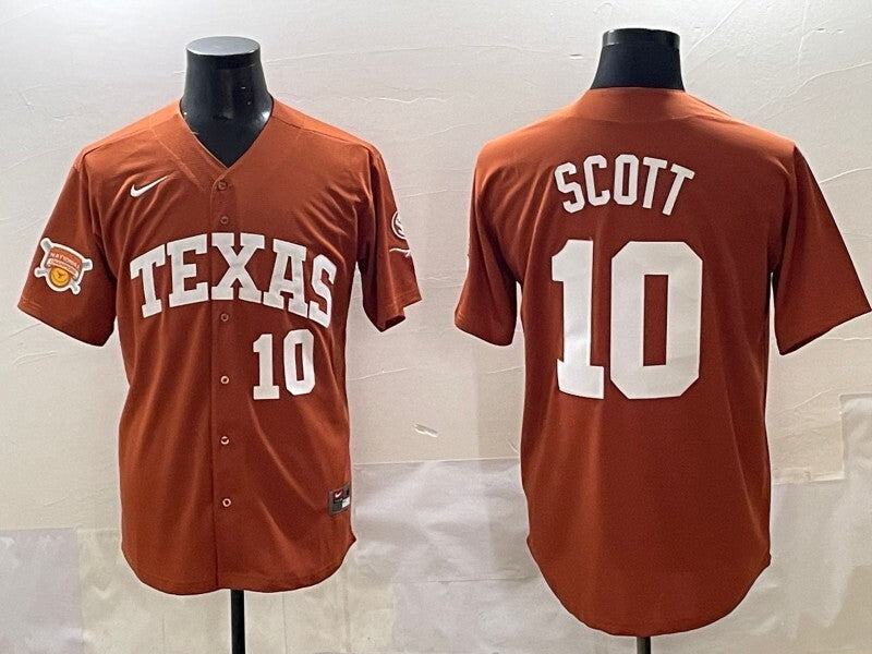 Texas Longhorns #10 Scott ncaa Collaboration Style 1 College Football Jersey football jersey product view 1