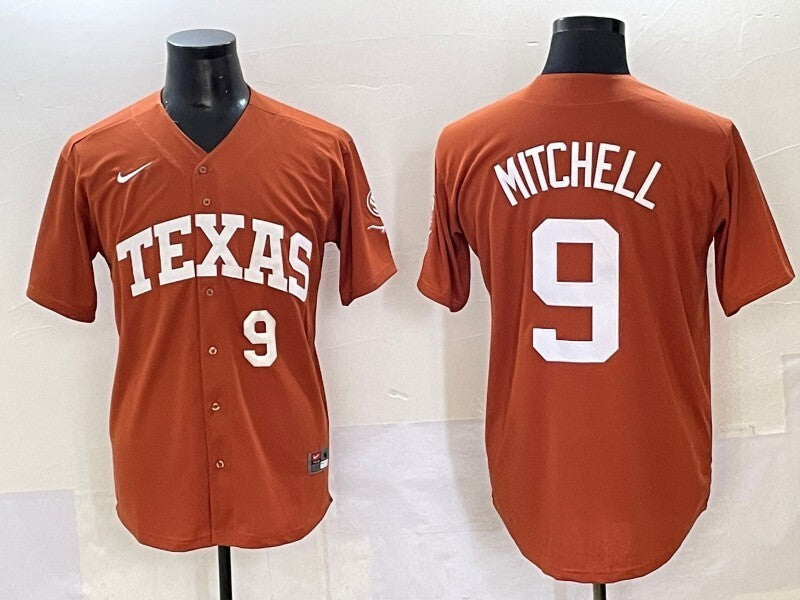 Texas Longhorns #9 ncaa Collaboration Style 3 College Football Jersey football jersey product view 1