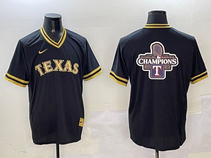 Texas Rangers Rangers Black Gold Adult Style 5 Baseball Jersey baseball jersey product view 1