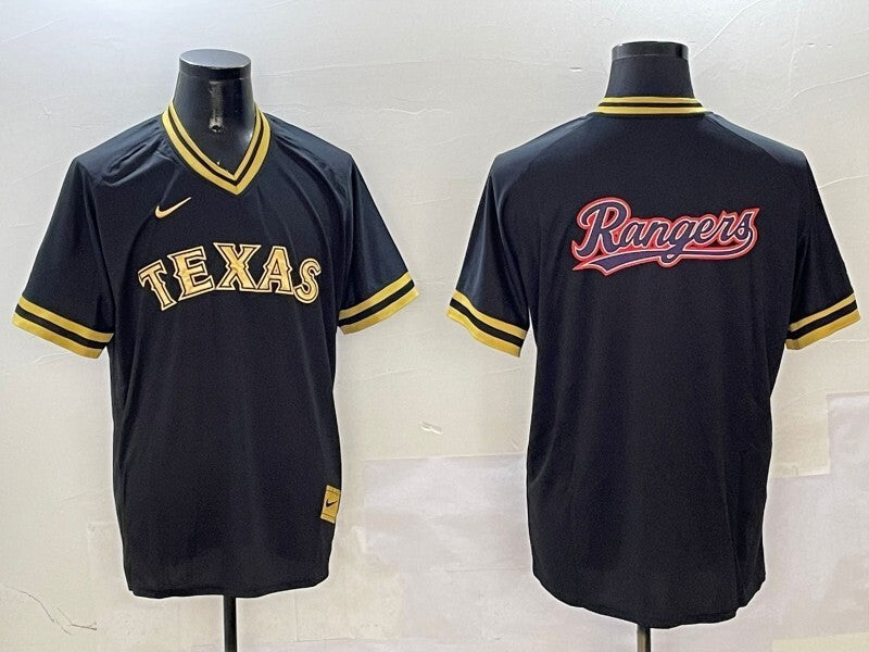 Texas Rangers Rangers Black Gold Adult Style 6 Baseball Jersey baseball jersey product view 1