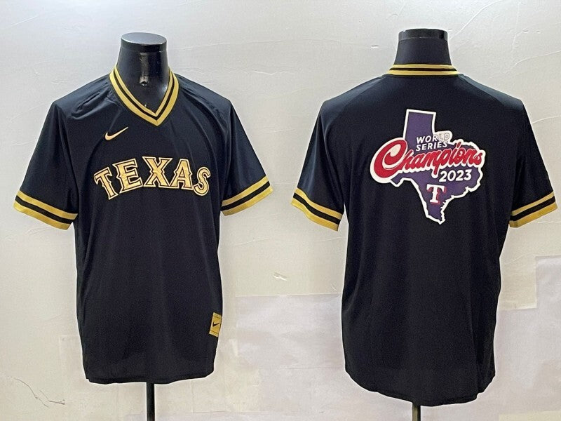 Texas Rangers Rangers Black Gold Adult Style 7 Baseball Jersey baseball jersey product view 1