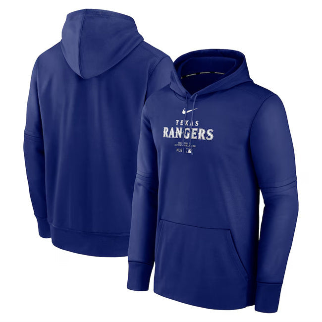 Texas Rangers Royal Collection Practice Performance Pullover Hoodie Baseball Jersey baseball jersey product view 1