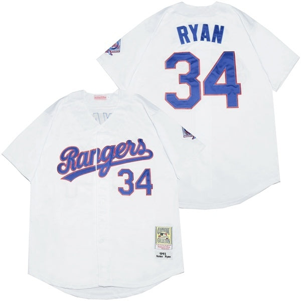 Texas Rangers #34 Nolan Ryan Rangers 34 White 1993 Retro Baseball Jersey baseball jersey product view 1