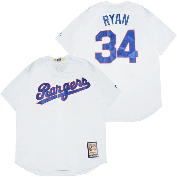 Texas Rangers #34 Nolan Ryan Rangers 34 White Fan Retro Baseball Jersey baseball jersey product view 1