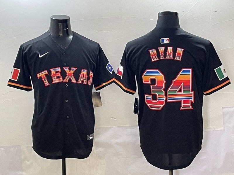 Texas Rangers #34 Nolan Ryan Rangers 7 Rainbow Baseball Jersey baseball jersey product view 1